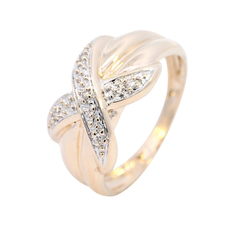 9ct Yellow Gold Diamond Kiss Crossover Ring