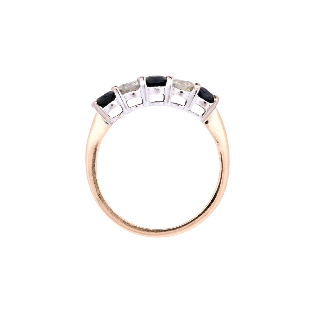 18ct Yellow Gold Sapphire & Diamond 5 Stone Ring (SH24-176)