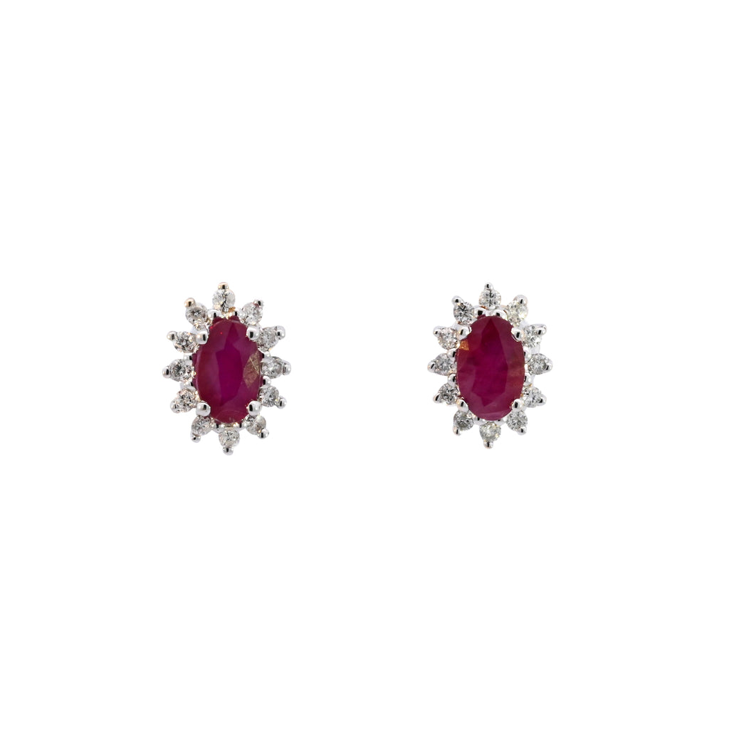 9ct Yellow Gold Ruby & Diamond Studs (SH24-175)