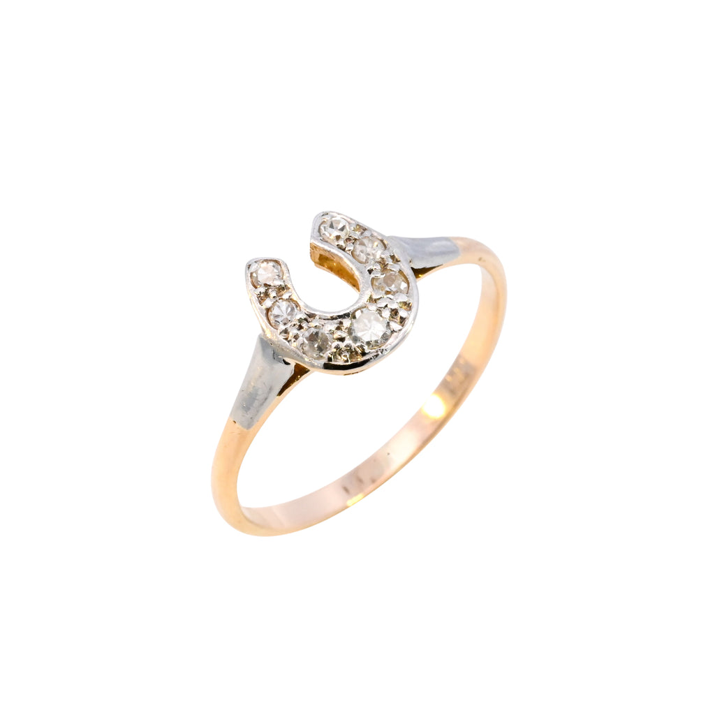 Antique 18ct & Plat 0.15ct Diamond Horseshoe Ring (SH24-180)