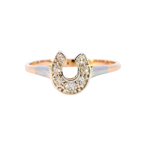 Antique 18ct & Plat 0.15ct Diamond Horseshoe Ring (SH24-180)