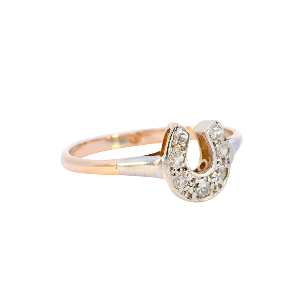 Antique 18ct & Plat 0.15ct Diamond Horseshoe Ring (SH24-180)