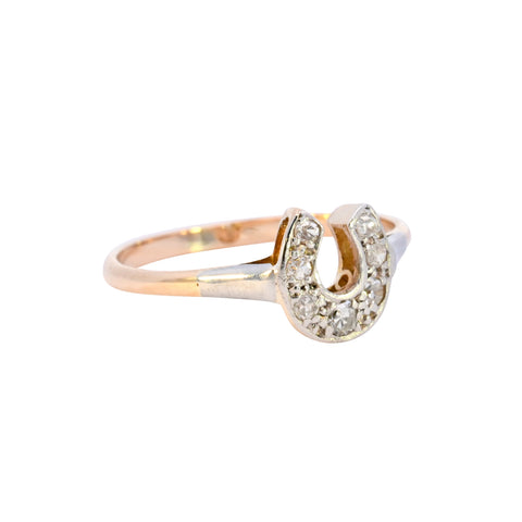 Antique 18ct & Plat 0.15ct Diamond Horseshoe Ring (SH24-180)