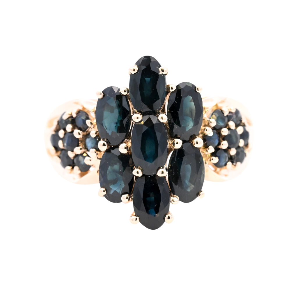 9ct Yellow Gold Sapphire Cluster Ring (SH24-019)