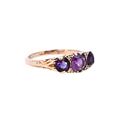 9ct Yellow Gold Amethyst & Diamond Ring (SH24-190)