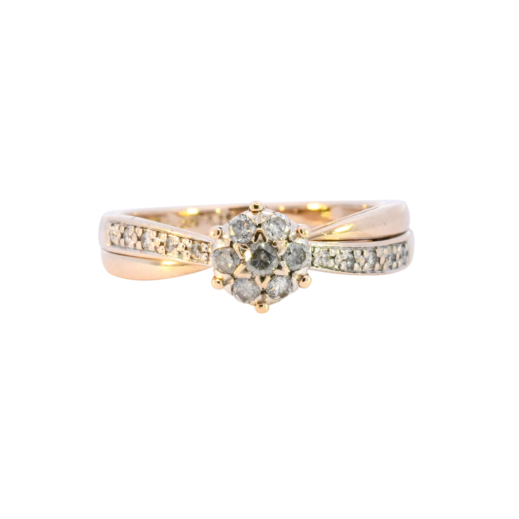 9ct Two Tone Gold 0.25ct Diamond Cluster Ring (SH24-197)