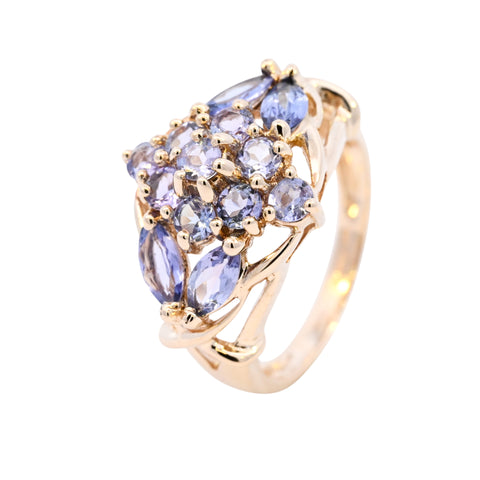 9ct Yellow Gold Tanzanite Cluster Ring (SH24-023)