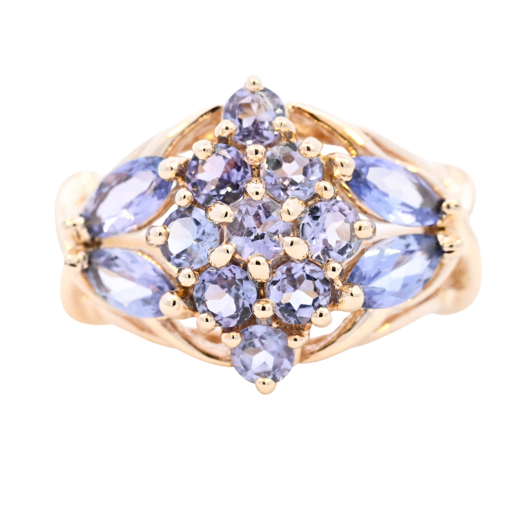 9ct Yellow Gold Tanzanite Cluster Ring (SH24-023)