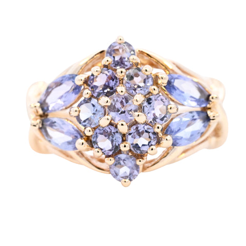 9ct Yellow Gold Tanzanite Cluster Ring (SH24-023)