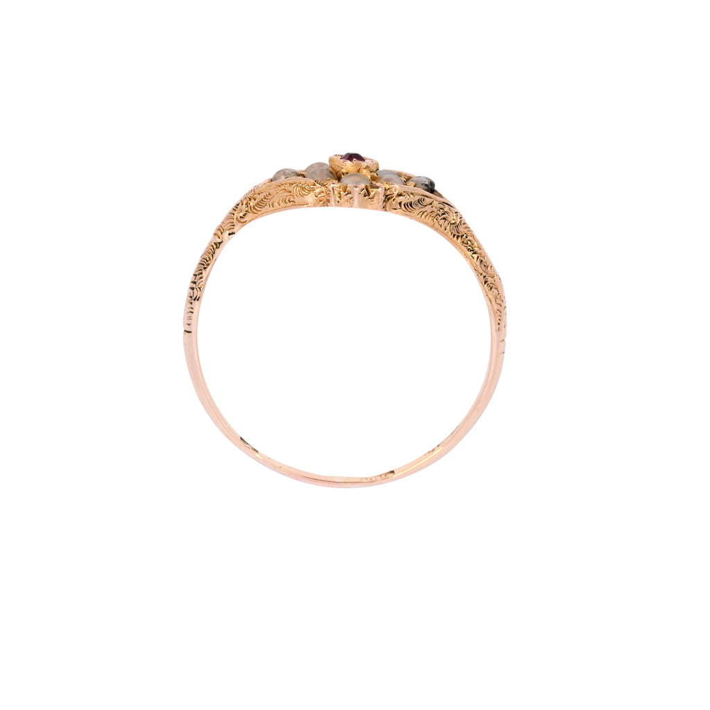 Antique 15ct Gold Ruby & Pearl Ring (SH24-028)