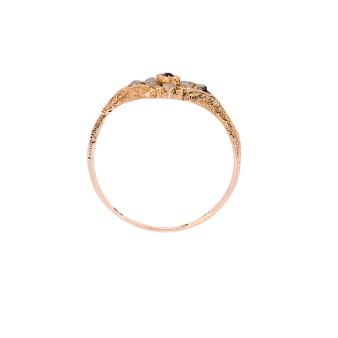 Antique 15ct Gold Ruby & Pearl Ring (SH24-028)