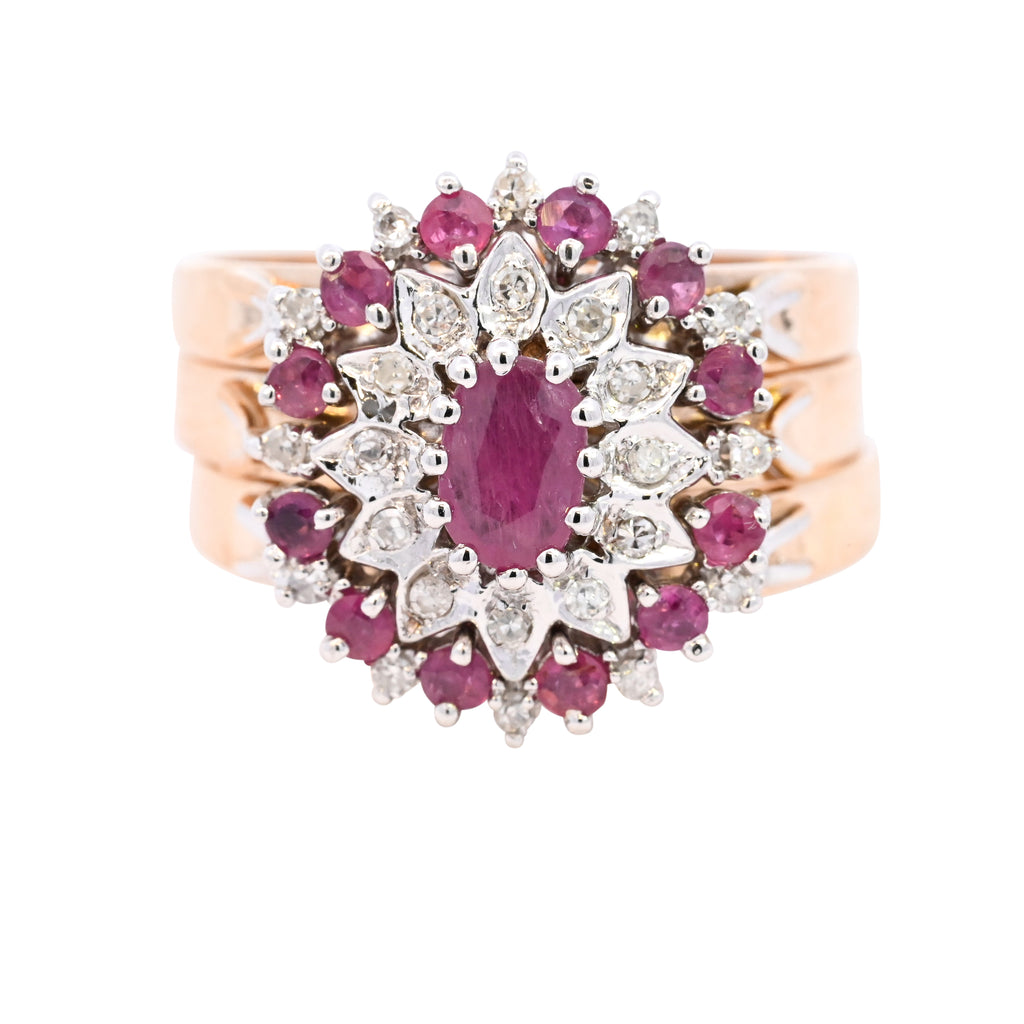 9ct Yellow Gold Ruby & Diamond Stacking Ring (SH24-031)