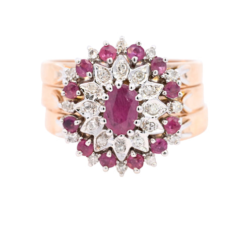 9ct Yellow Gold Ruby & Diamond Stacking Ring (SH24-031)