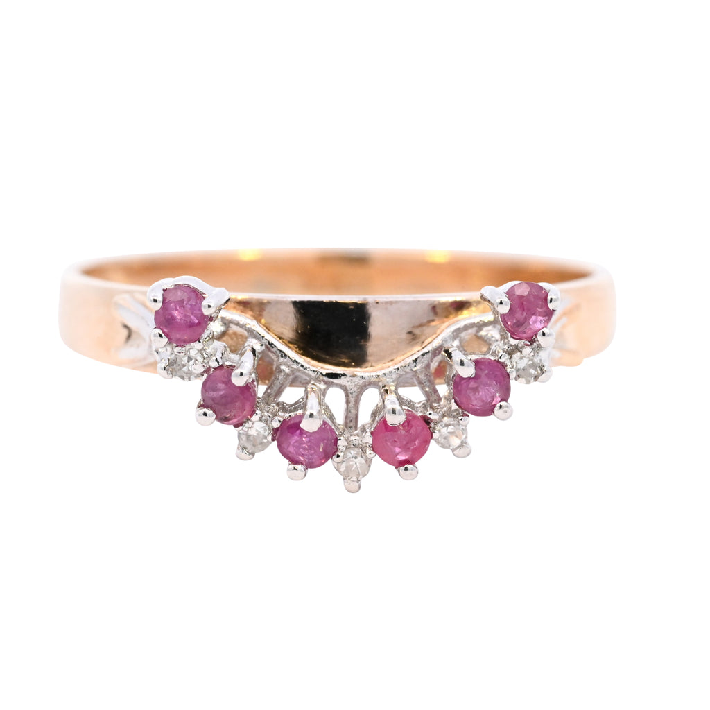 9ct Yellow Gold Ruby & Diamond Stacking Ring (SH24-031)