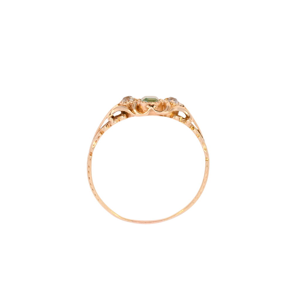 Antique Gold Emerald & Diamond Ring (SH24-032)