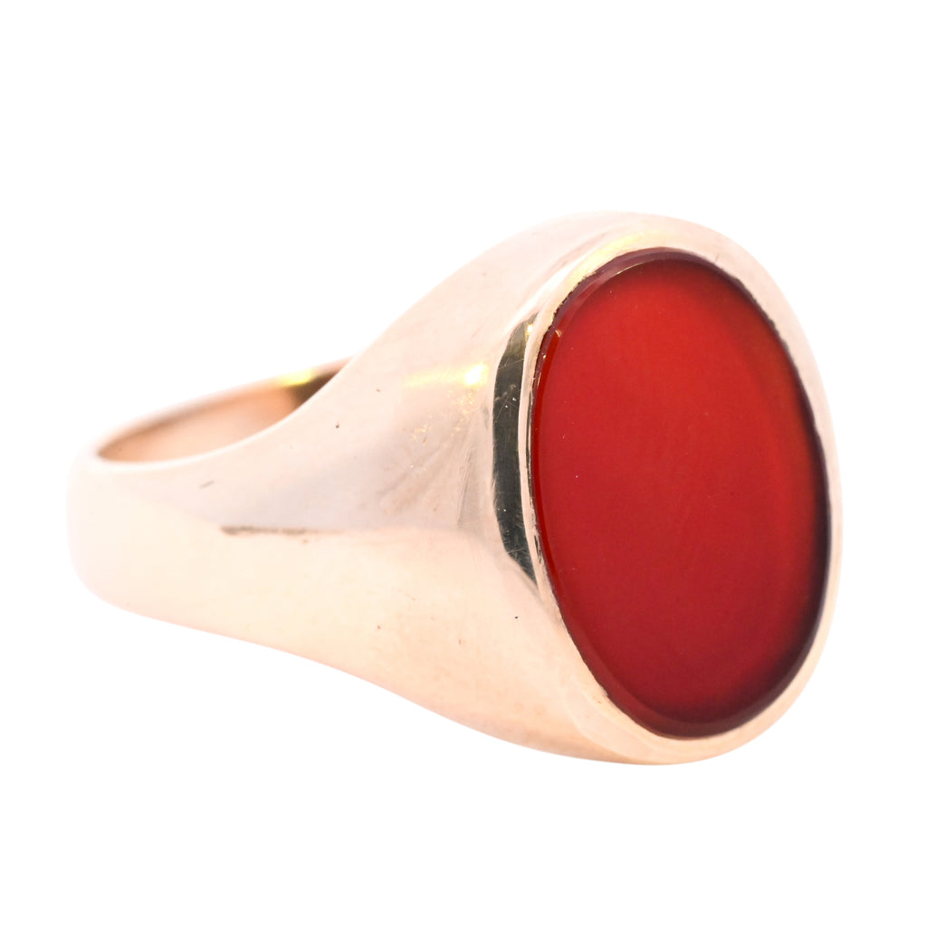 9ct Yellow Gold London 1973 Carnelian Signet (SH24-044)