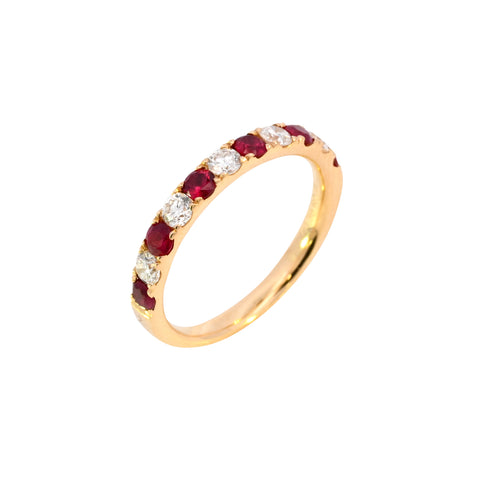 18ct Yellow Gold Ruby & Diamond Half Eternity (SS24-013)