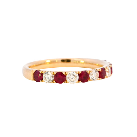 18ct Yellow Gold Ruby & Diamond Half Eternity (SS24-013)