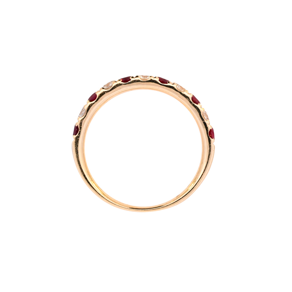 18ct Yellow Gold Ruby & Diamond Half Eternity (SS24-013)