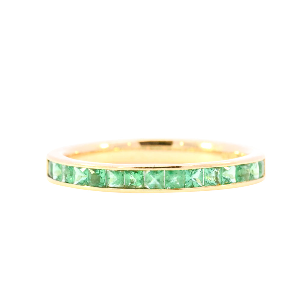 18ct Yellow Gold Emerald Half Eternity