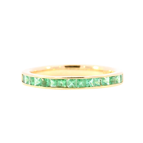 18ct Yellow Gold Emerald Half Eternity