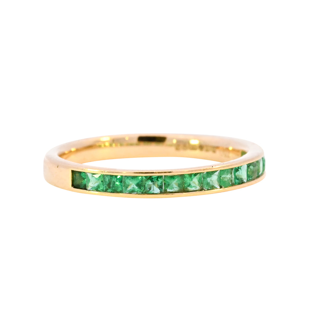 18ct Yellow Gold Emerald Half Eternity