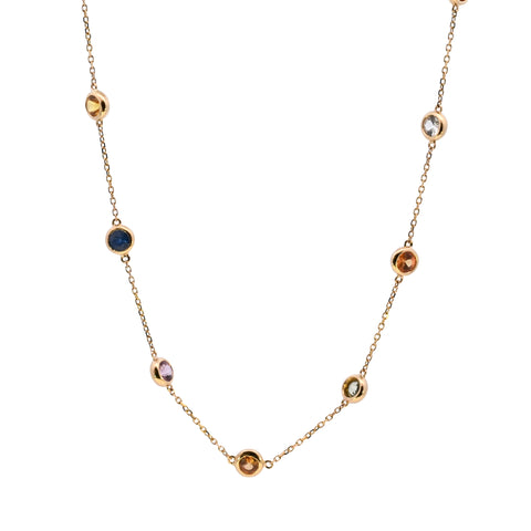 18ct Yellow Gold Multi Sapphire Necklace