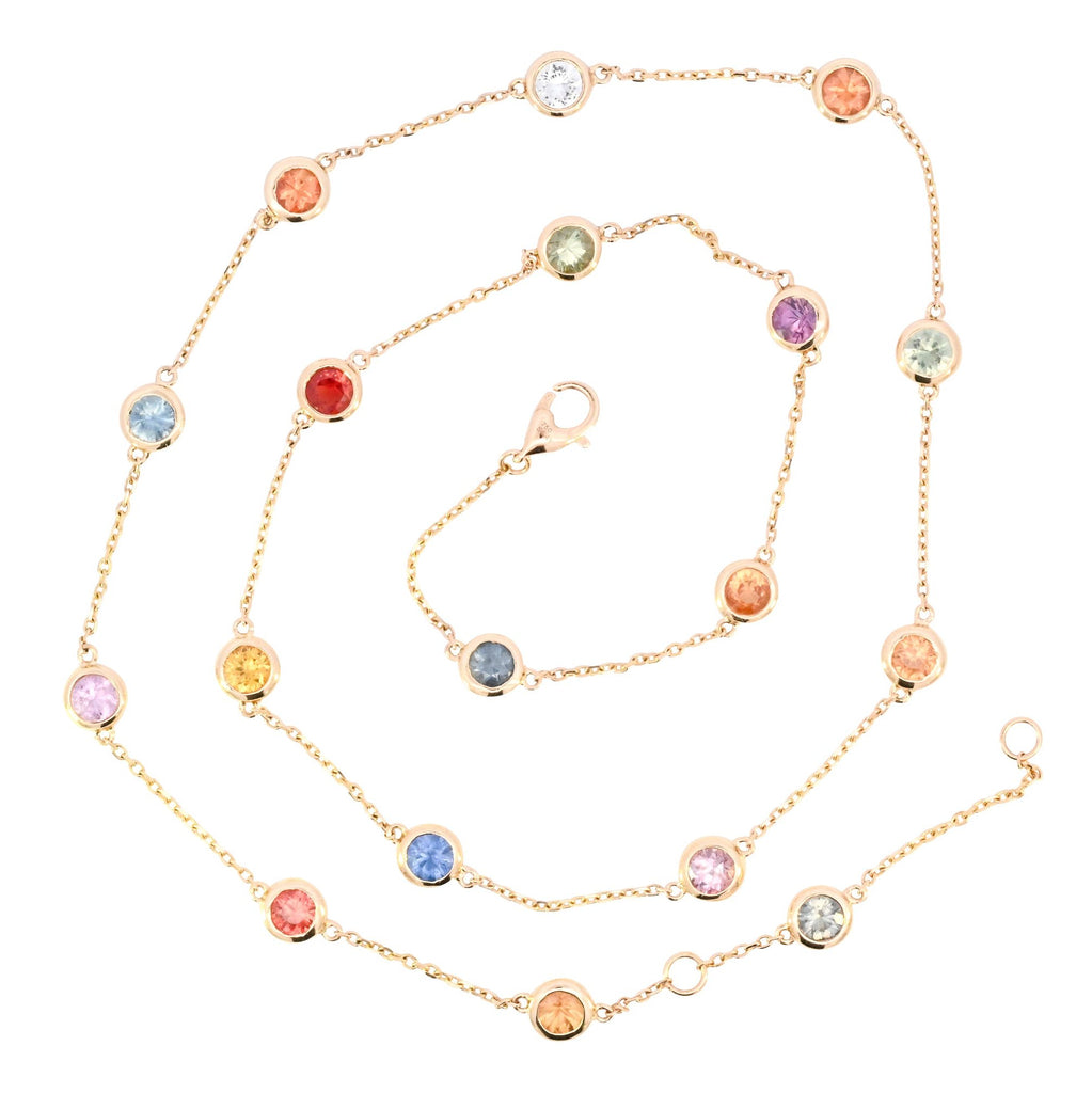 18ct Yellow Gold Multi Sapphire Necklace