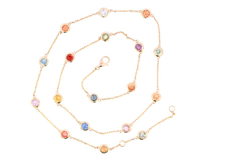 18ct Yellow Gold Multi Sapphire Necklace (SS24-017)