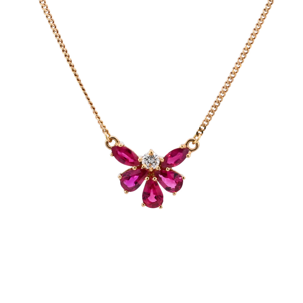 18ct Yellow Gold Ruby & Diamond Necklet (SH24-531)