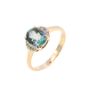 9ct Yellow Gold Blue Topaz & Diamond Ring (SH24-536)