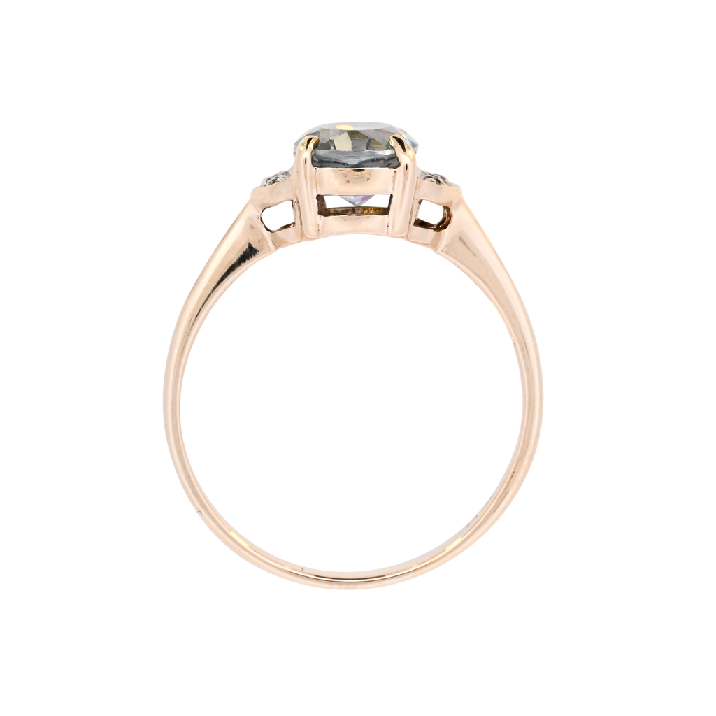 9ct Yellow Gold Blue Topaz & Diamond Ring (SH24-536)