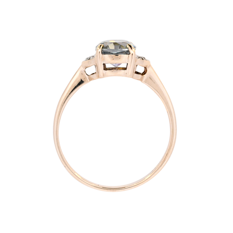9ct Yellow Gold Blue Topaz & Diamond Ring (SH24-536)