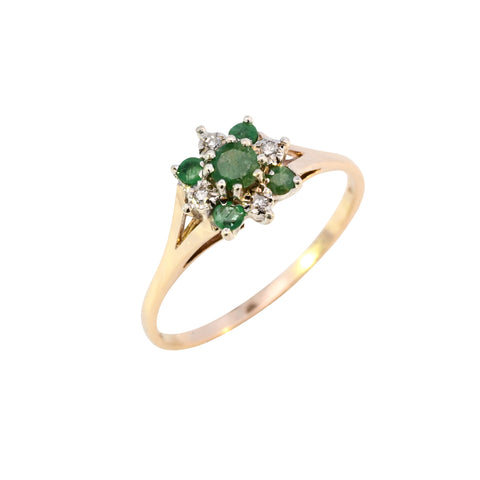 9ct Yellow Gold Emerald & Diamond Ring (SH24-557)