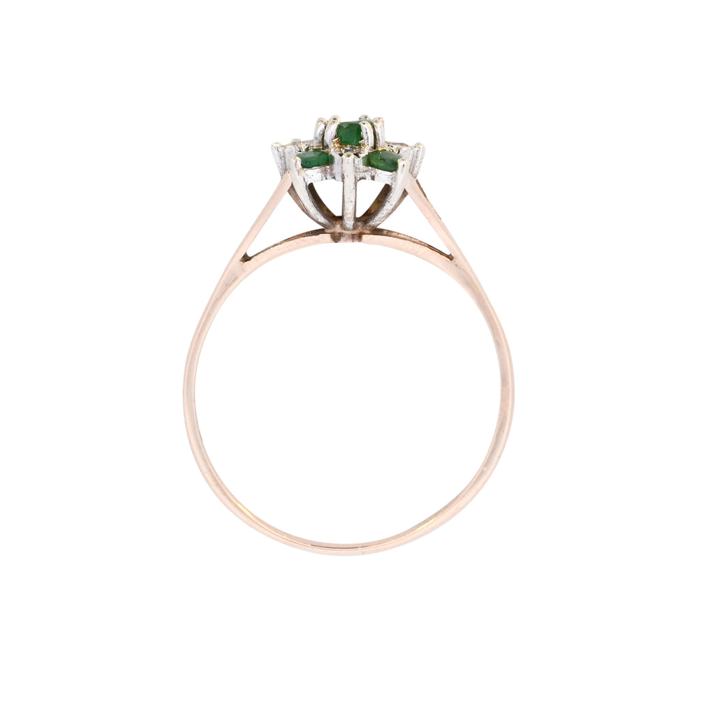 9ct Yellow Gold Emerald & Diamond Ring