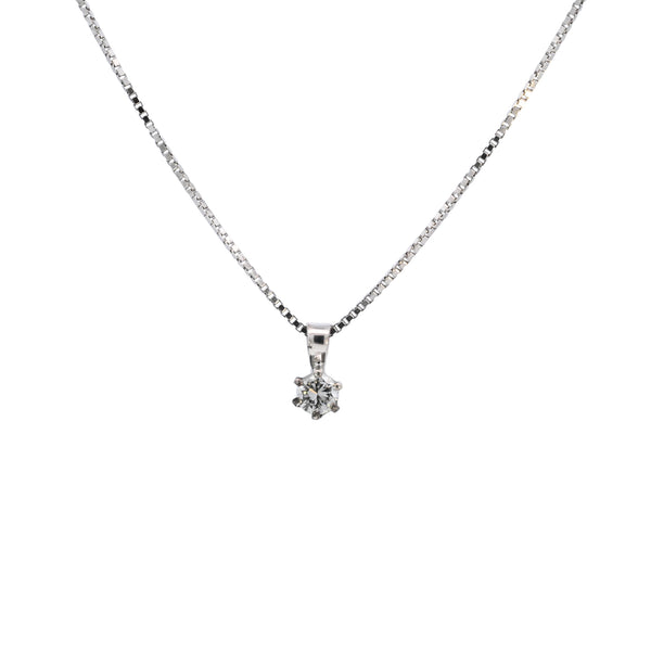 18ct White Gold 0.20ct Diamond Solitaire Necklace