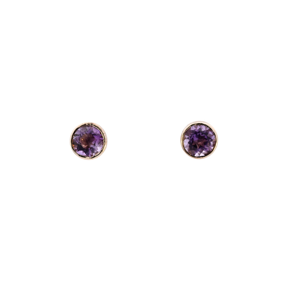 9ct Yellow Gold 5mm Amethyst Studs (SH24-598)