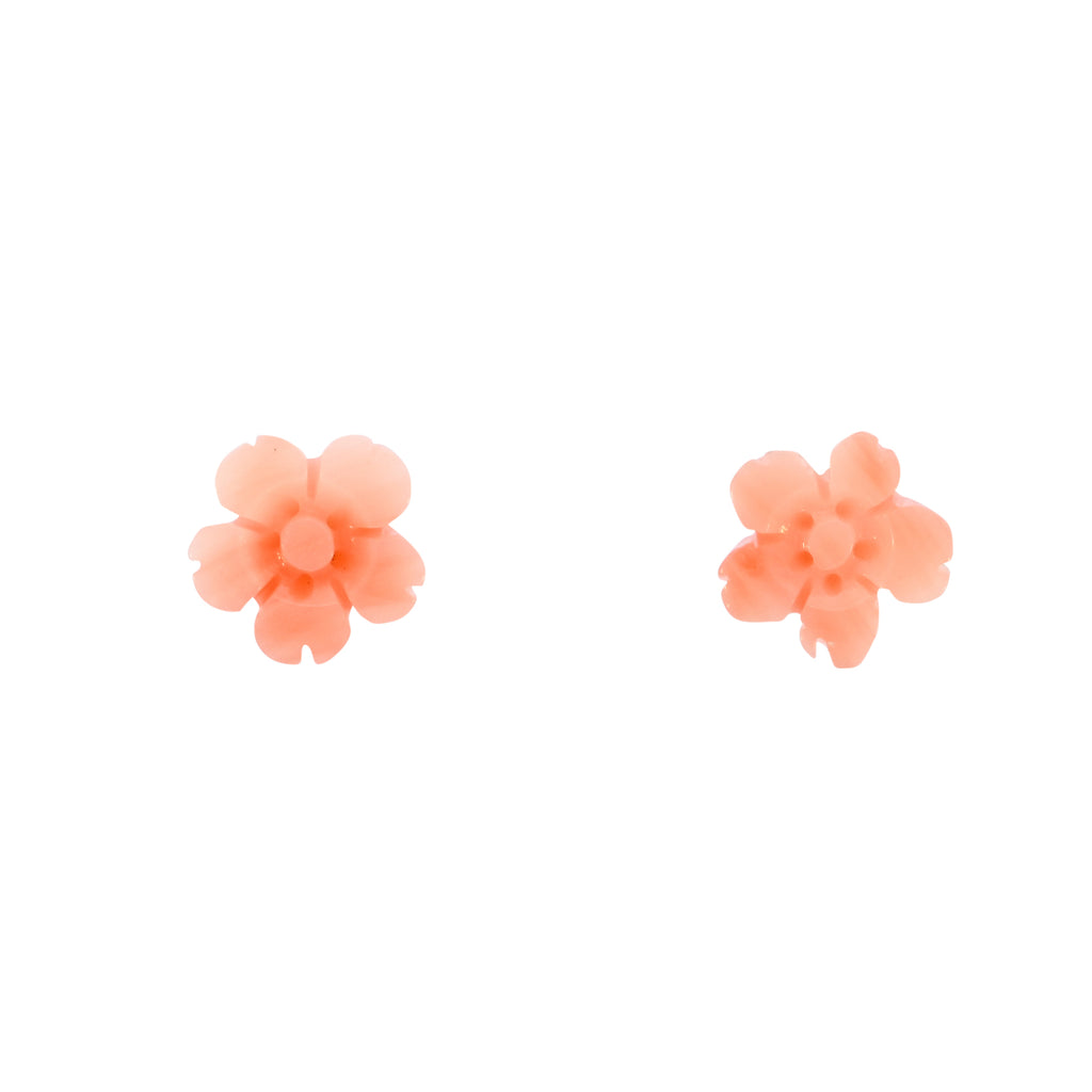 9ct Yellow Gold Coral Flower Studs (SH24-599)