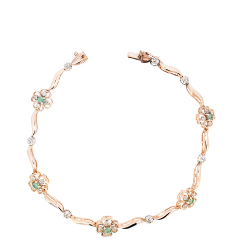 9ct Yellow Gold Emerald & Diamond Bracelet (SH24-600)