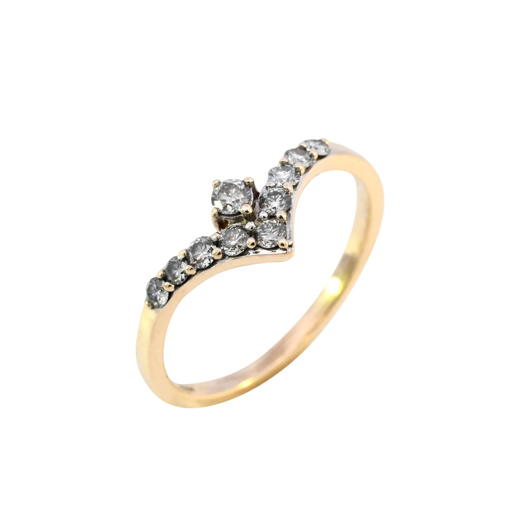 9ct Yellow Gold 0.30ct Diamond Wishbone Ring (SH24-603)