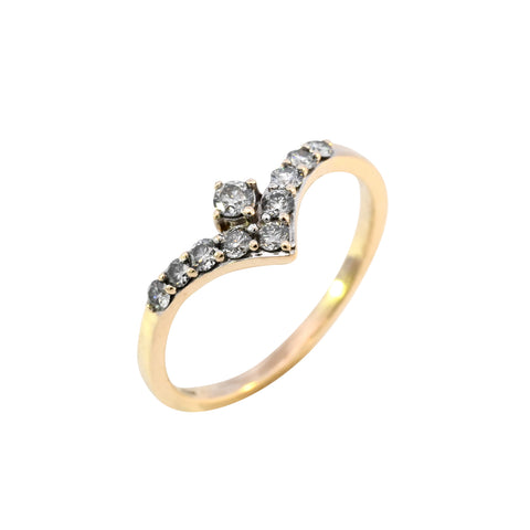 9ct Yellow Gold 0.30ct Diamond Wishbone Ring (SH24-603)