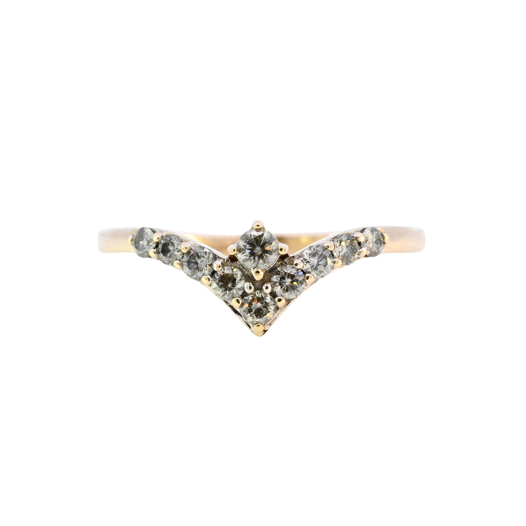 9ct Yellow Gold 0.30ct Diamond Wishbone Ring (SH24-603)