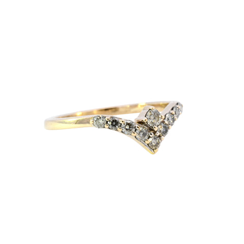 9ct Yellow Gold 0.30ct Diamond Wishbone Ring (SH24-603)