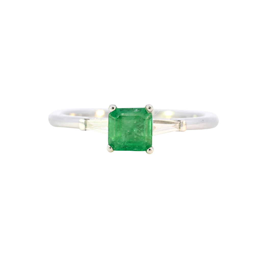 Platinum Emerald & Diamond Ring (SH24-629)