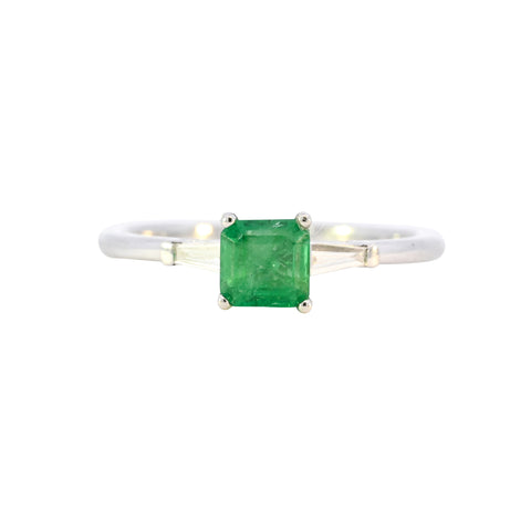 Platinum Emerald & Diamond Ring (SH24-629)