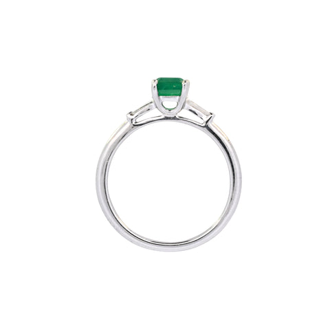 Platinum Emerald & Diamond Ring (SH24-629)