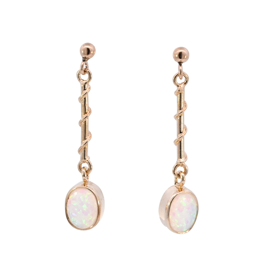 9ct Yellow Gold Synthetic Opal Drop Studs (SH24-633)