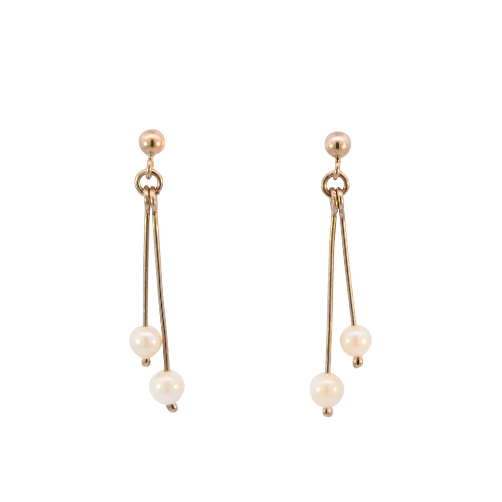 9ct Yellow Gold Pearl Drop Studs (SH24-634)