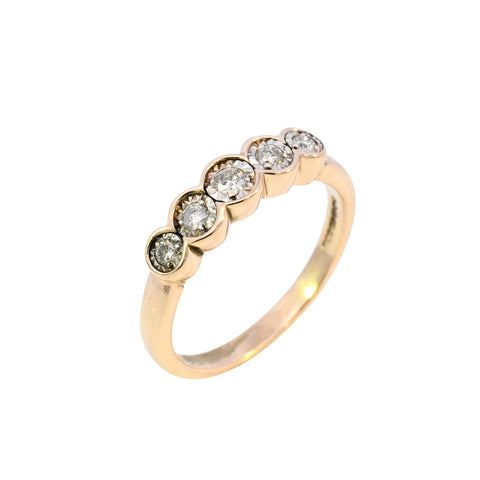9ct Yellow Gold 0.20ct Diamond 5 Stone Ring (SH24-636)