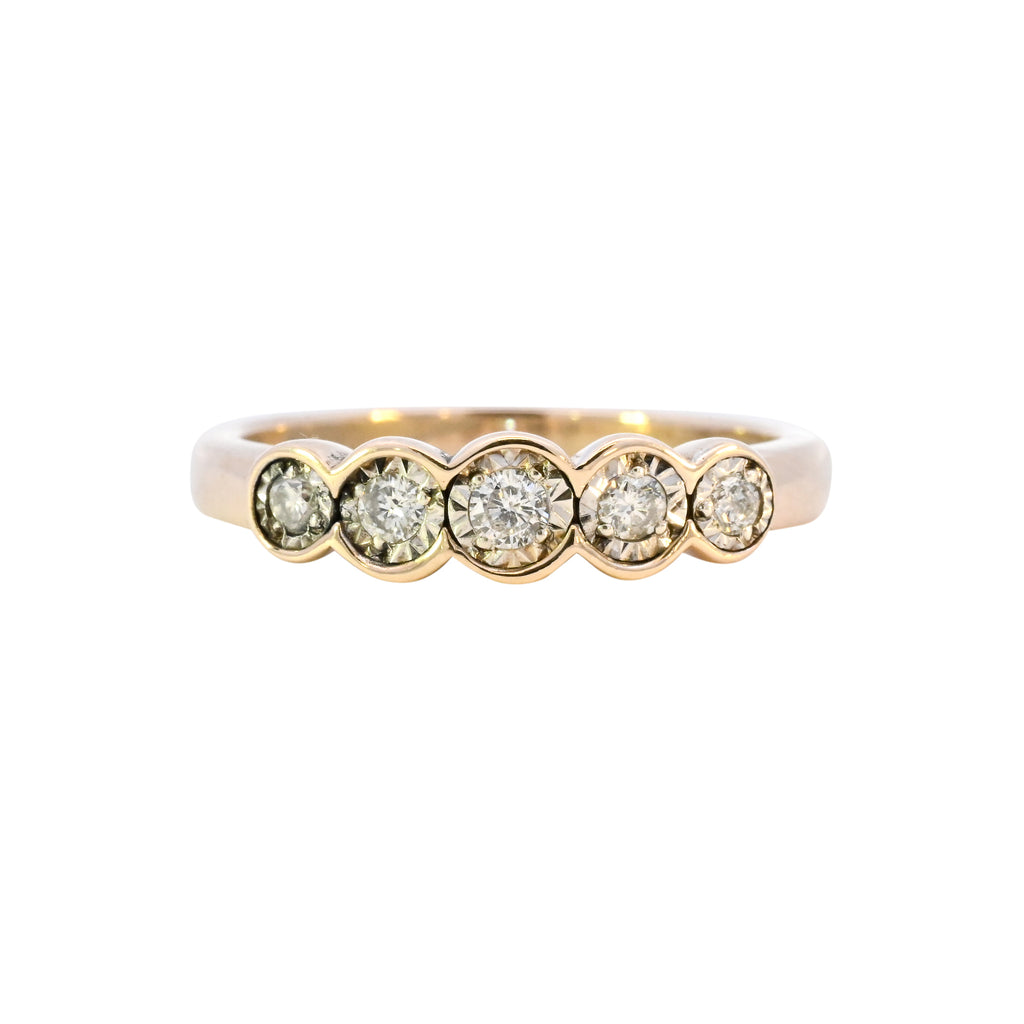 9ct Yellow Gold 0.20ct Diamond 5 Stone Ring